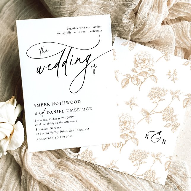 Elegant Black & White Calligraphy Script Wedding Invitation (Creator Uploaded)