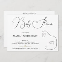 Elegant Black & White Cat Lover Baby Shower