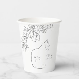 Elegant Black & White Cat Lover Baby Shower Paper Cups