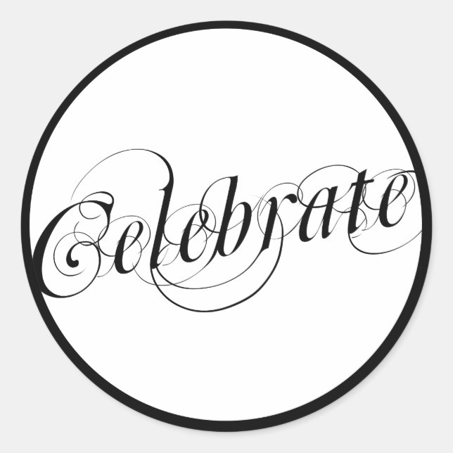 Elegant Black & White Celebrate Stickers (Front)