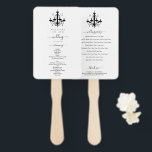 Elegant Black White Chandelier Monogram Wedding Hand Fan<br><div class="desc">A minimalist black and white chandelier monogram wedding design. A simple design that uses a hand drawn silhouette of a chandelier to create an elegant classic monogram. A charming black and white chandelier design with elegant and classy script typography. An elegant chandelier themed wedding program fan design with modern elements....</div>