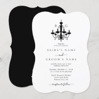 Elegant Black White Chandelier Monogram Wedding