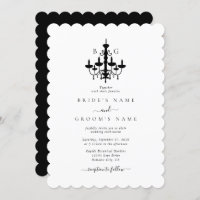 Elegant Black White Chandelier Monogram Wedding
