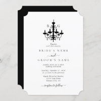 Elegant Black White Chandelier Monogram Wedding