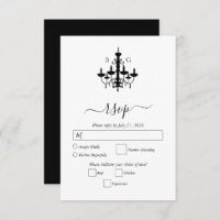 Elegant Black White Chandelier Monogram Wedding