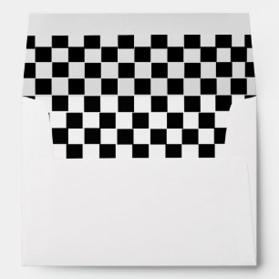Elegant Black White Chequered Liner Wedding Envelope