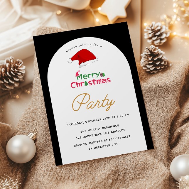 Elegant Black & White Christmas Party Invitation   (Creator Uploaded)