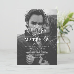 Elegant Black & White Classic Photo Wedding Invitation