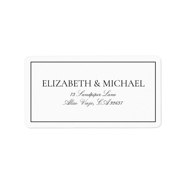 Elegant Black & White Classic Script Address Label (Front)