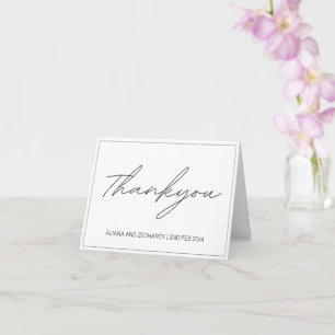 Elegant Black & White Classic Script Thank You  Card