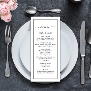Elegant Black & White Classic Script Wedding Menu