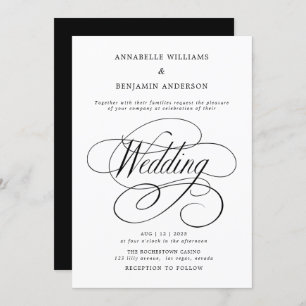 Elegant Black & White Classic Wedding Invitation