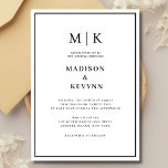 Elegant Black & White Classic  Wedding  Invitation<br><div class="desc">Black and White Wedding invitation  
These elegant,  modern wedding or bridal shower napkins feature a simple black and white text design that exudes minimalist style. Add your initials or monogram to make them completely your own.</div>