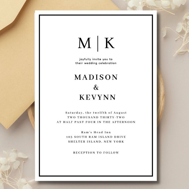 Elegant Black & White Classic  Wedding  Invitation (Creator Uploaded)