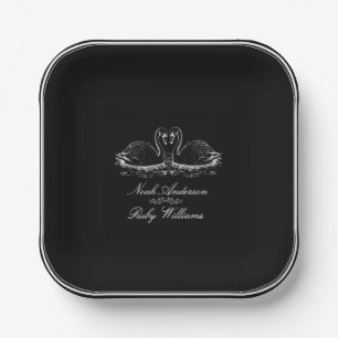 Elegant Black &White Classic Wedding Paper Plate