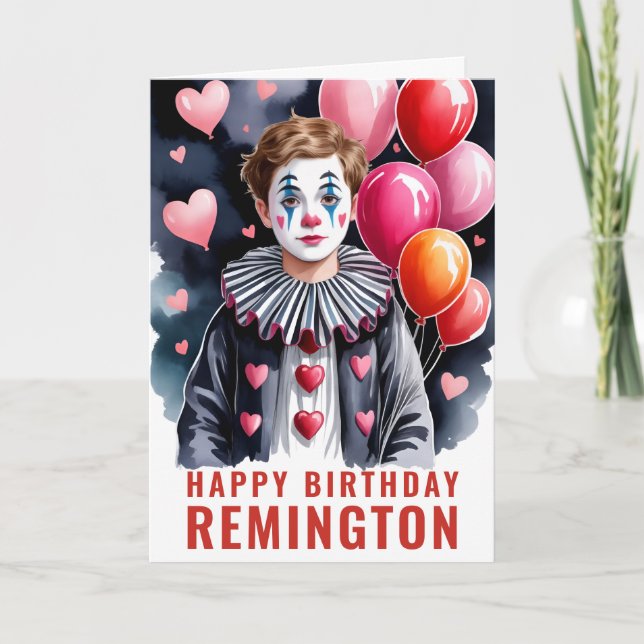 Elegant Black & White Clown Card (Front)