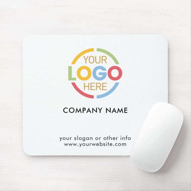 Elegant Black White Company Business Logo Branded Mouse Pad (With Mouse)