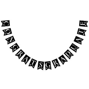 Elegant Black White Congrats Graduate Cap, Diploma Bunting