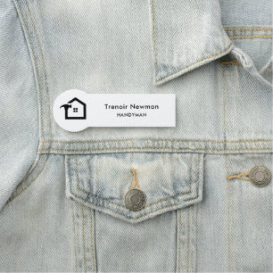 Elegant Black & White Construction Handyman Name Tag