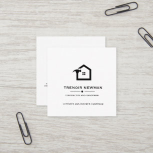 Elegant Black & White Construction Handyman Square Business Card
