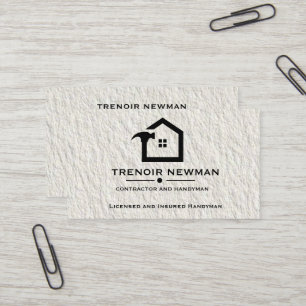 Elegant Black & White Construction Handyman textur Business Card