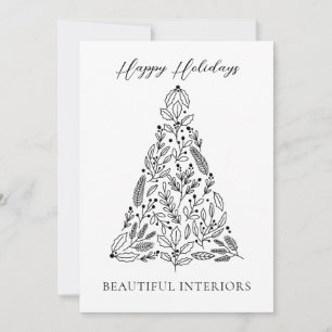 Elegant Black White Corporate Holiday Card 