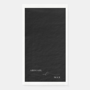 Elegant Black & White Couple Names Wedding  Napkin