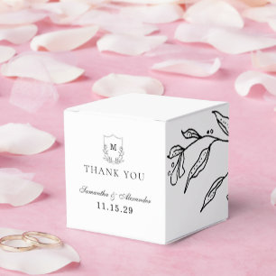 Elegant Black & White Crest Favour Box