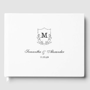 Elegant Black & White Crest Guest Book