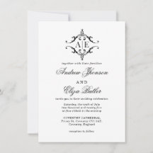 Elegant Black & White Crest Monogram Wedding 
