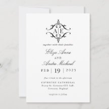 Elegant Black & White Crest Monogram Wedding 