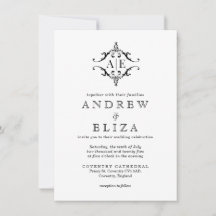 Elegant Black & White Crest Monogram Wedding 