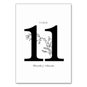 Elegant Black & White Crest Table Number
