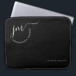 Elegant Black White Curvature Signature Monogram Laptop Sleeve<br><div class="desc">Elegant Black White Curvature Signature Monogram laptop sleeve.</div>