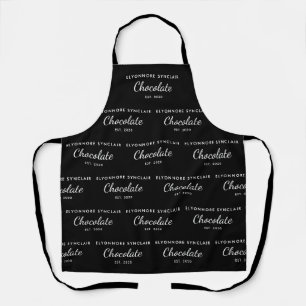 Elegant Black White Custom Chocolate Staff Uniform Apron