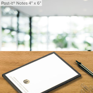 Elegant Black White Custom Logo 4x6 Post-it Notes