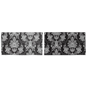 Elegant Black White Damask Metallic Pillowcase