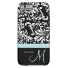 Elegant Black & White Damask Pattern with Monogram
