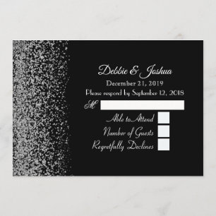Elegant Black & White Diamond Wedding RSVP Invitation