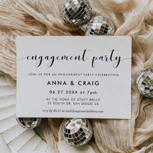 Elegant black & white engagement party invitation
