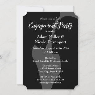 Elegant black & white engagement party invitations