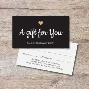 Elegant Black White Faux Gold Heart Salon 