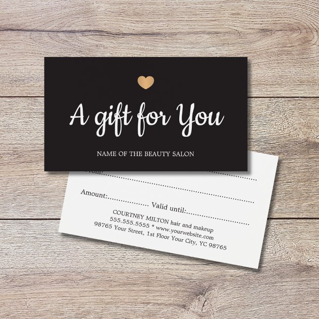 Elegant Black White Faux Gold Heart Salon  (Creator Uploaded)