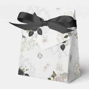 Elegant Black White Floral Favour Box