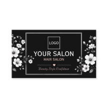 Elegant Black & White Floral Hair Salon