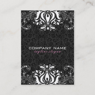 Elegant Black & White Floral Lace Business Card