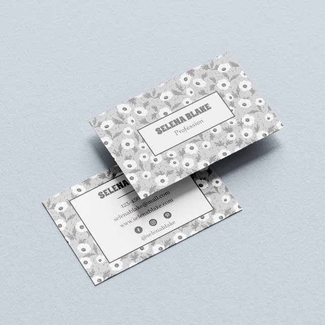 Elegant Black & White Floral , Modern & trendy Business Card (Creator Uploaded)