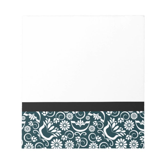 Elegant black white floral Notebook Notepad (Front)