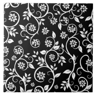 Elegant black &white floral pattern tile