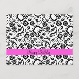 Elegant black white floral  Postcard
